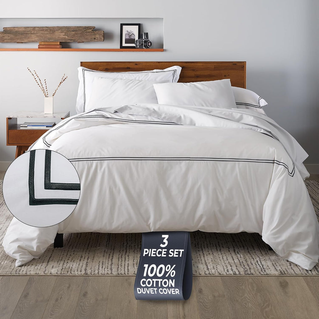 Ella Jayne Duvet Cover King (3 Pieces), 100% Cotton Percale, King/Cali King, Soft Breathable & Lightweight Including King Duvet Cover (1…