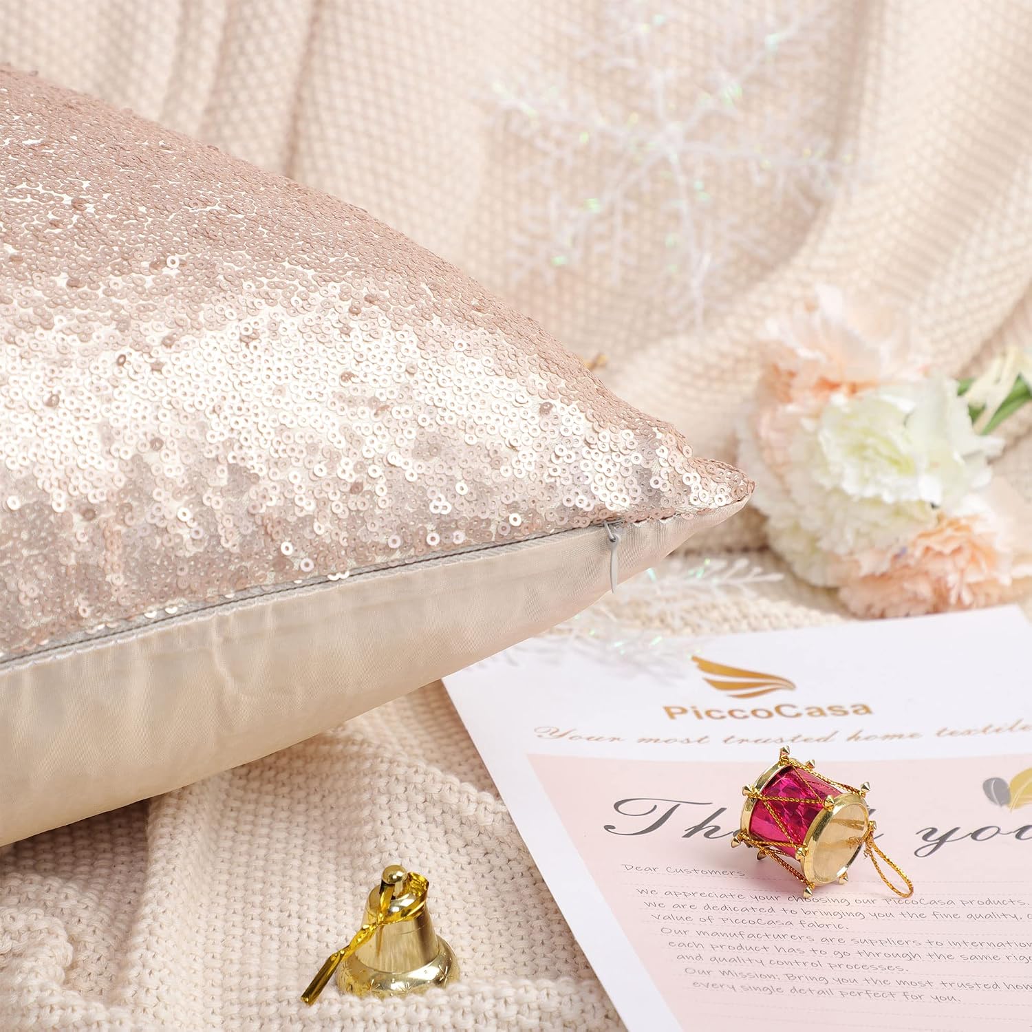 uxcell 2 Pcs Sequin Throw Pillow Covers, Shiny Sparkling Comfy Satin Cushion Covers, Decorative Pillowcases for…
