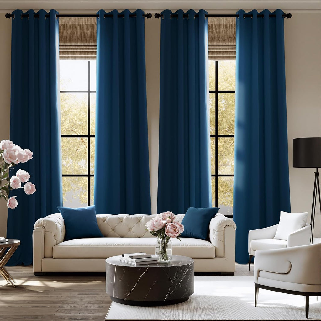 Nicetown Morrocan Blue Decor Room Darkening Curtains 63 Inches Long 2 Panels for Living Room, Bedroom, Nursery Summer Thermal Insulated Bla…