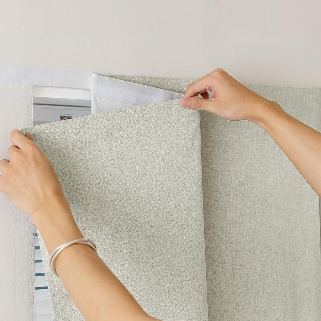 100% Blackout Adhesive Blackout Curtains- Self Stick Shades Window Blinds Curtains No Rod Needed Easy to Hang Curtain, Use for Bedroom…