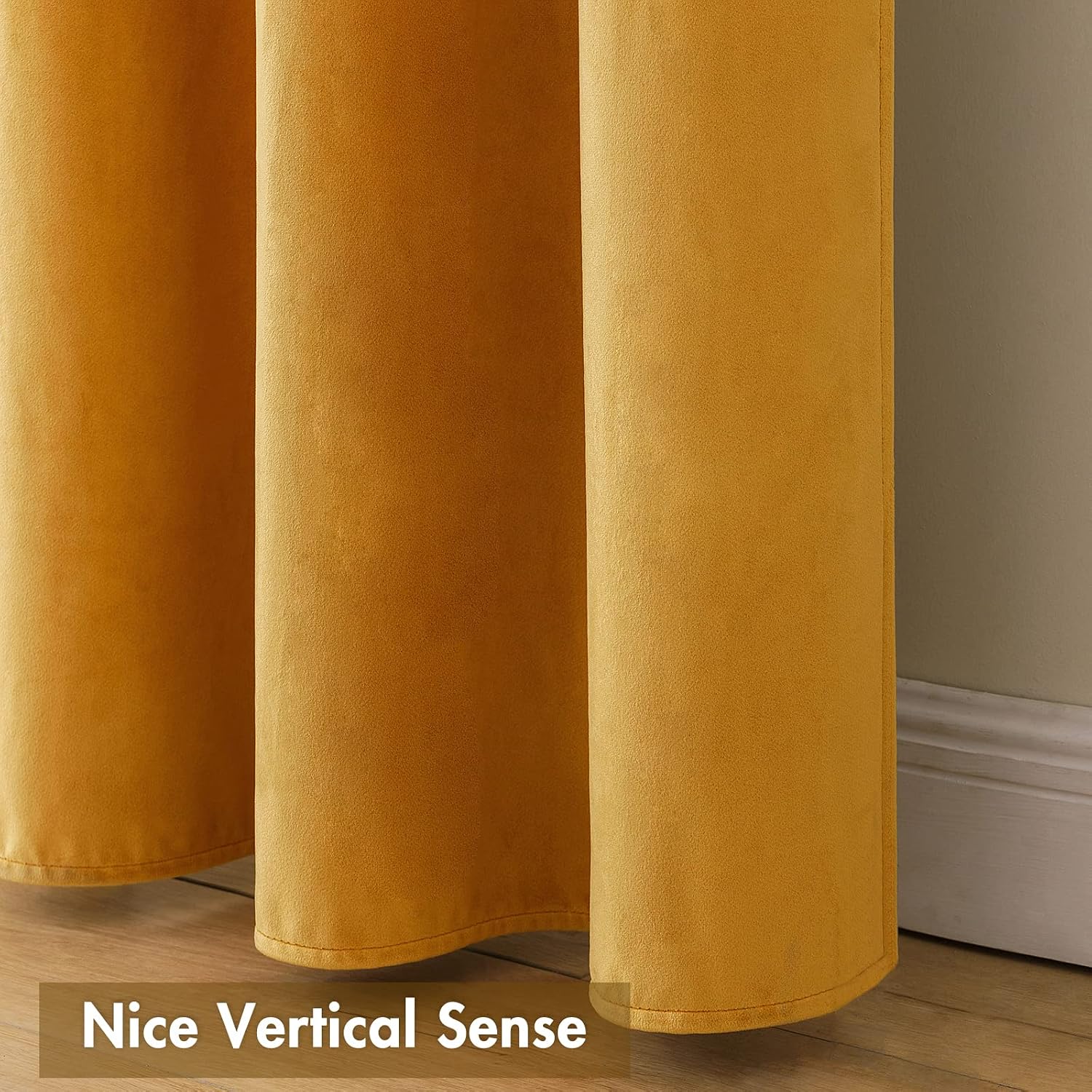 MIULEE Mustard Yellow Velvet Curtains Thermal Insulated Blackout Curtain Fall Drapes for Bedroom Living Room Darkening 84 Inches Long…