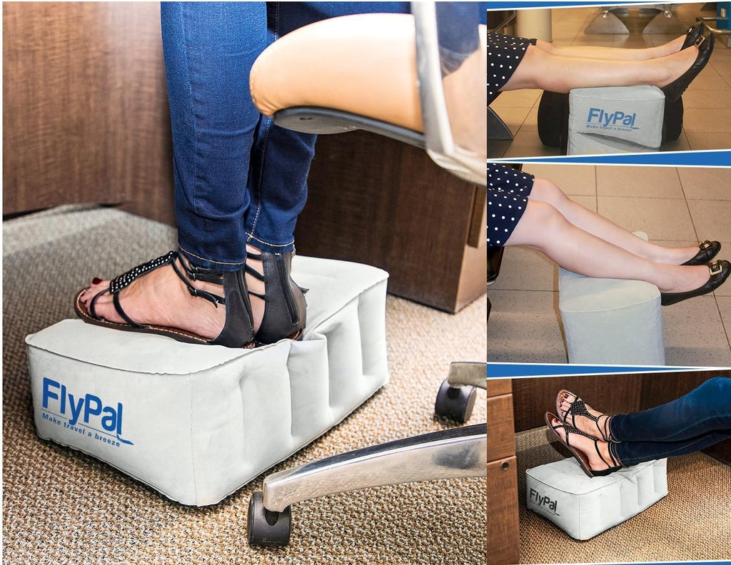 Flypal Inflatable Foot Rest Pillow, Kids Airplane Bed | Adjustable Height Leg Rest for Travel & Office | Improves Comfort & Circulation…