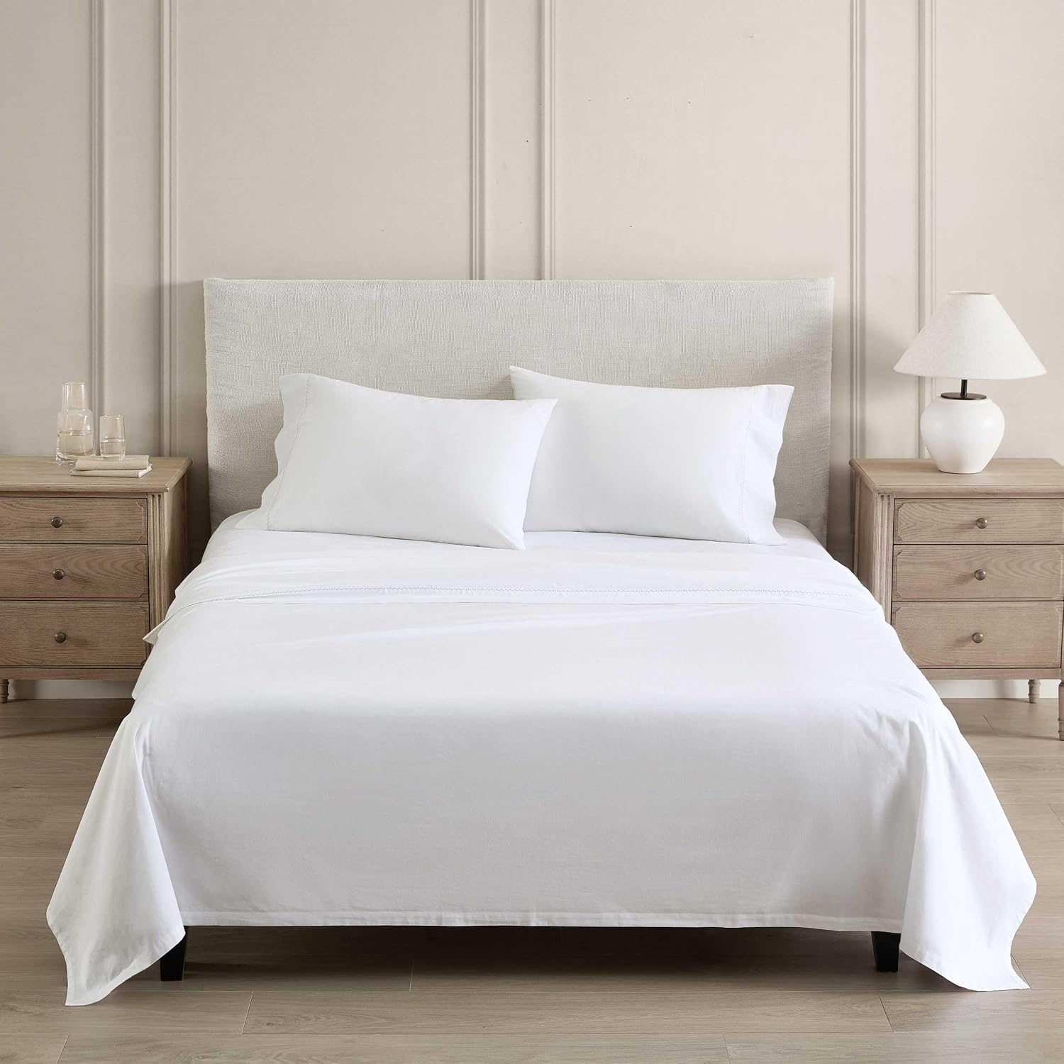 MarthaStewart Martha Stewart - Queen Size Sheets Set, Crisp & Tailored Cooling Sheets with a Smooth Cotton Percale Lightweight Feel - Bed S…