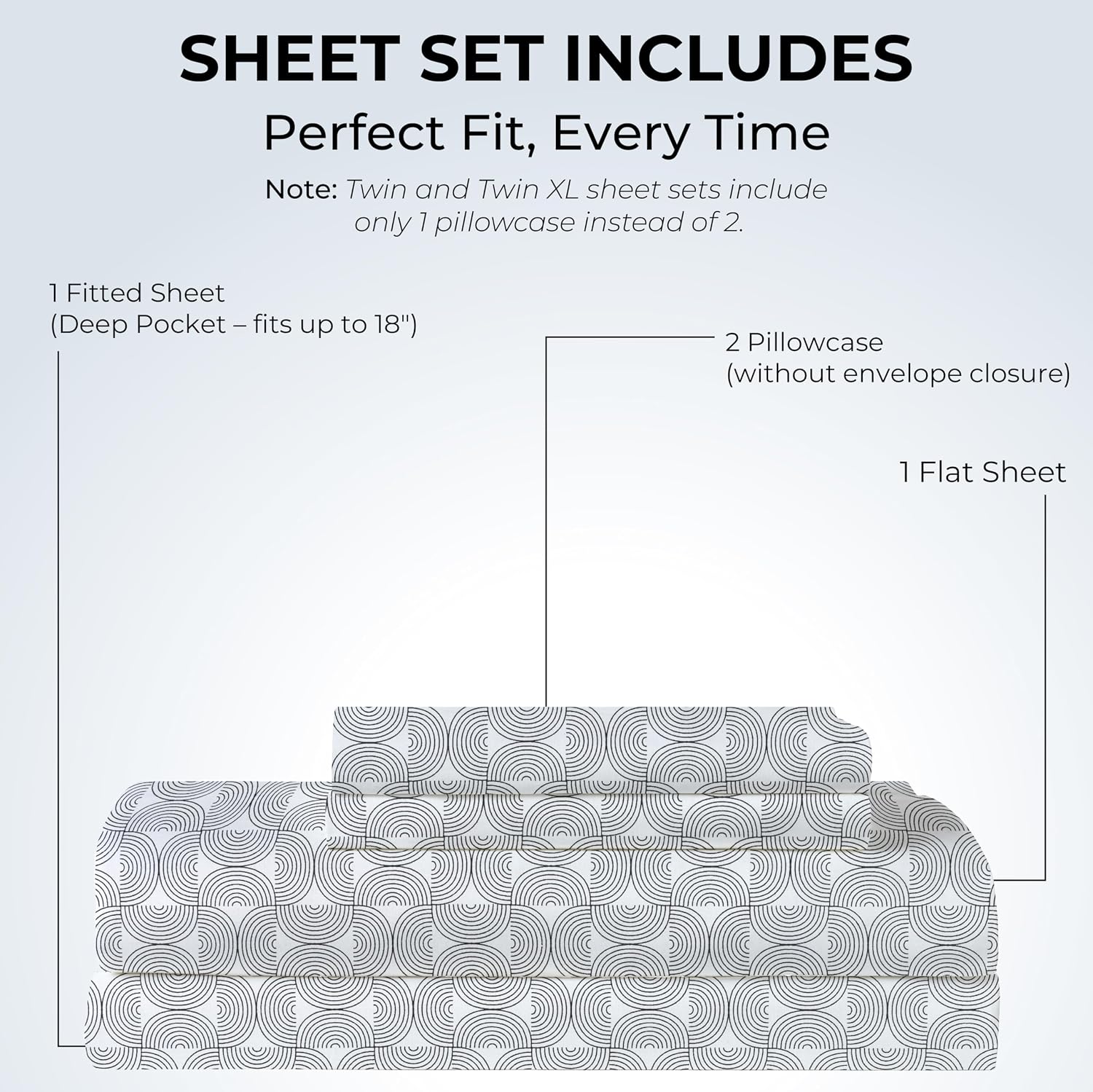 Full Size Fitted Sheet with 18" Deep Pockets, Flat Sheet - Percale Weave Natural - Breathable 100% Cotton Bedding, 1 Fitted Sheet + 1…