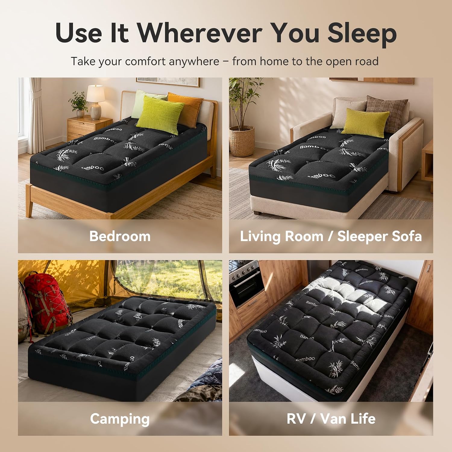 NiceSleepPlusLife Dual Layer 4 Inch Twin Size Mattress Topper - 2" Gel Cooling Memory Foam and 2" Ultra Soft Pillow Top, Viscose Made from…
