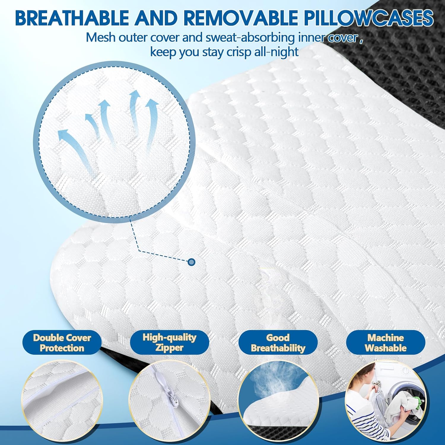 CHxxy Memory Foam Pillows, Cervical Pillow for Neck and Shoulder, Ergonomic Contour Bed Pillow, Soft for Side Sleep Stomach Sleeping and B…