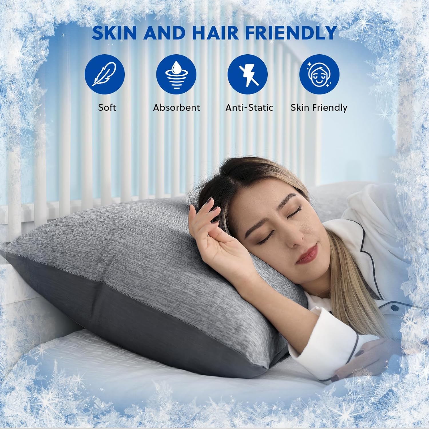 Homfine Cooling Pillowcase Body Size - Double Side Q-Max 0.439 Cooling Fiber for Pillow Protector, Long Cold Pillow Cover for Hot Sleeper N…