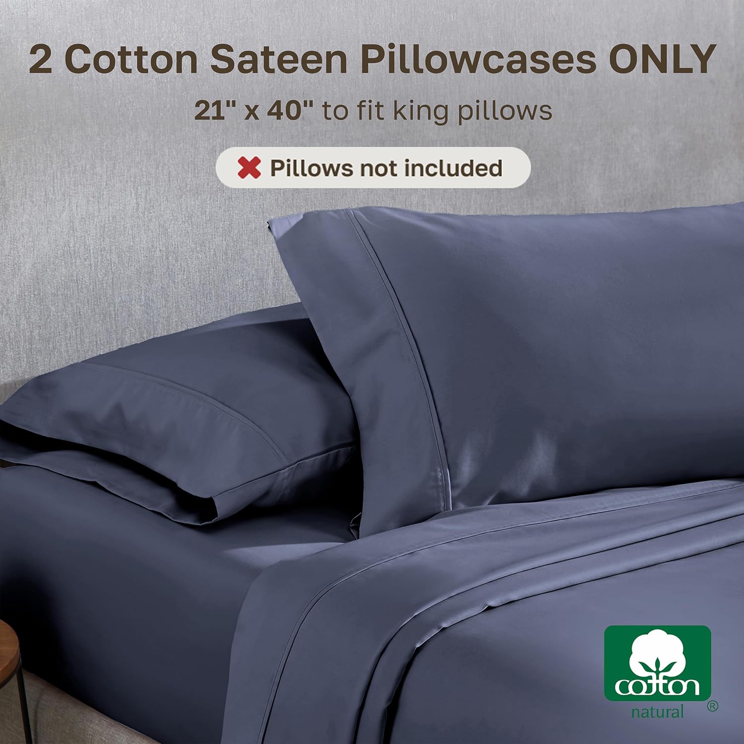 CaliforniaDesignDen California Design Den King Size Pillowcase Set - 400 Thread Count, 100% Cotton Sateen, Set of 2 Pillow Covers, Soft and…