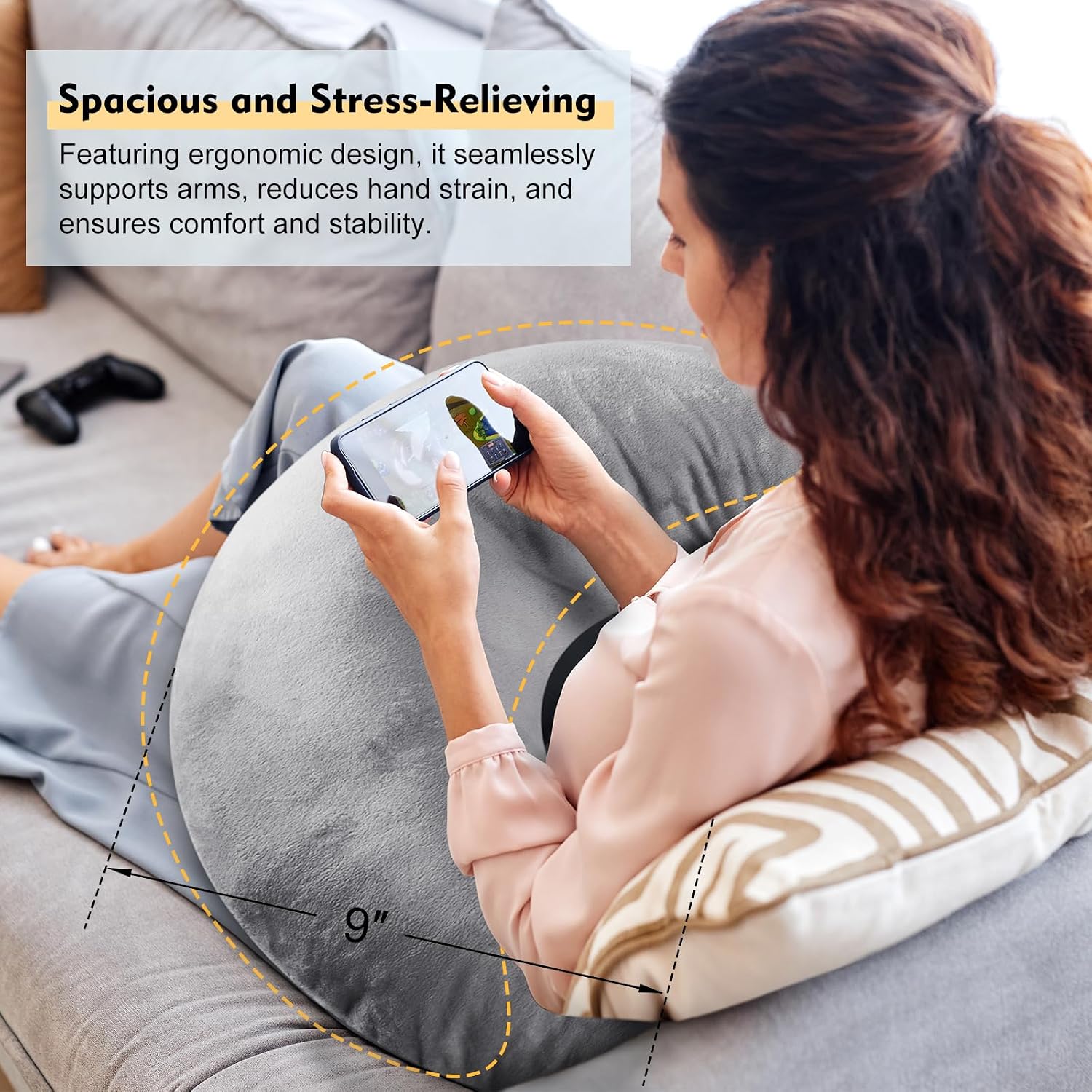 VamorryDirect vamorry Gaming Pillow Arm Support Pillow for Bed & Sofa: Ergonomic U-Shaped Lap Pillow with Elbow Rest for Adults & Kids - Re…