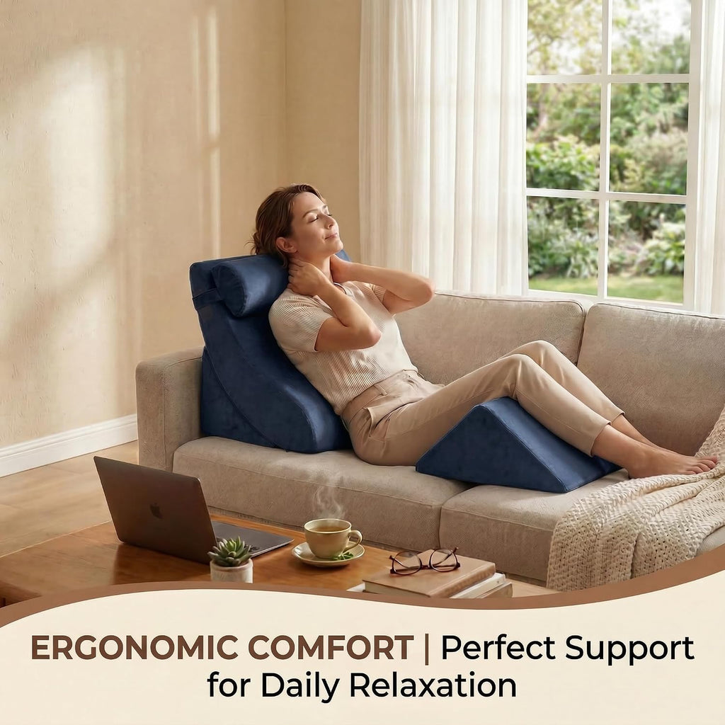 Axelrod 4PCS Orthopedic Bed Wedge Pillow Set, Post Surgery Foam for Back, Neck and Leg Comfortable & Adjustable Pillows- Anti Snoring, Hear…