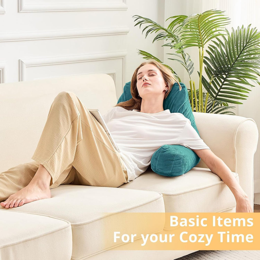 Sasttie Reading Pillow, Velvet Back Pillow for Bed Sitting Up, Adult Back-Rest Support Cushion with Arms for Sit Up on Couch, Sofa, and…