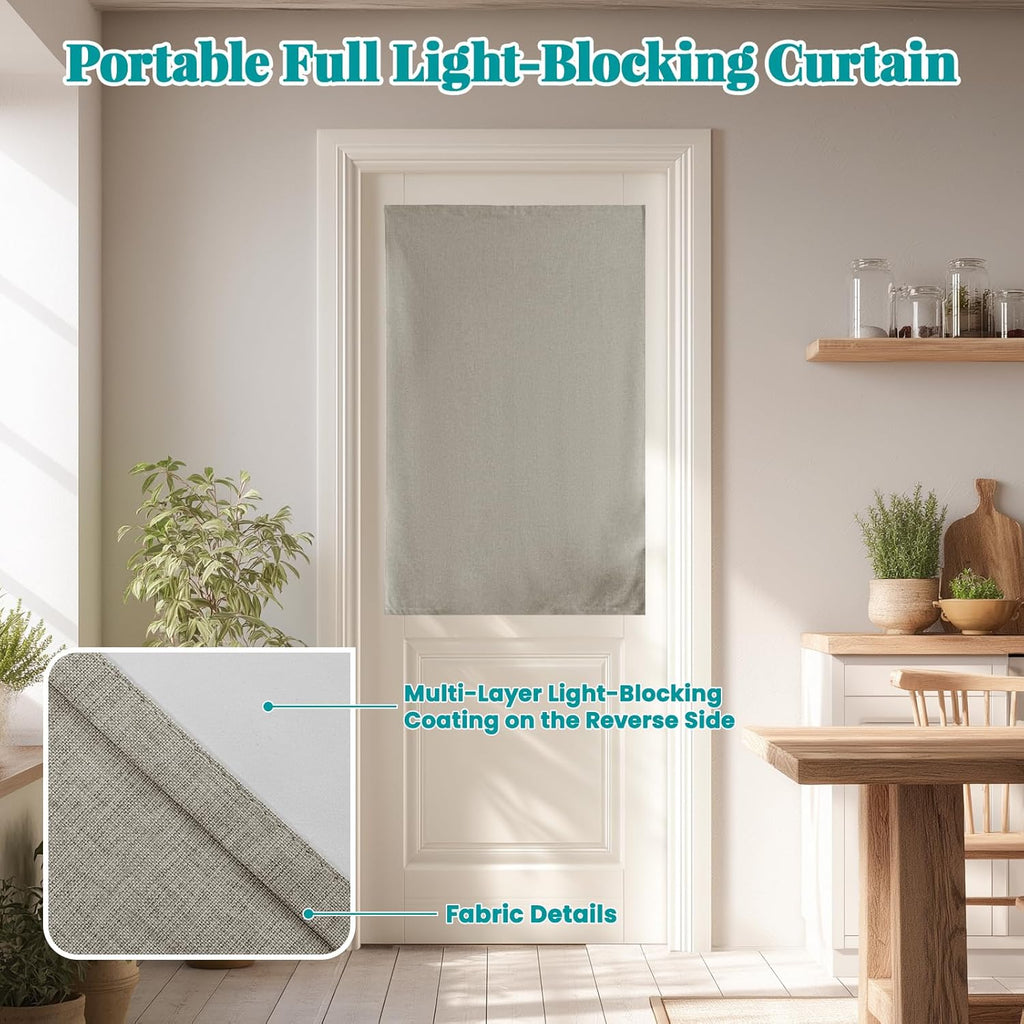 100% Blackout French Door Curtains, Room Darkening Shades Small Window Curtain Drapes Thermal Insulated Tricia Door Blinds for Classroom…