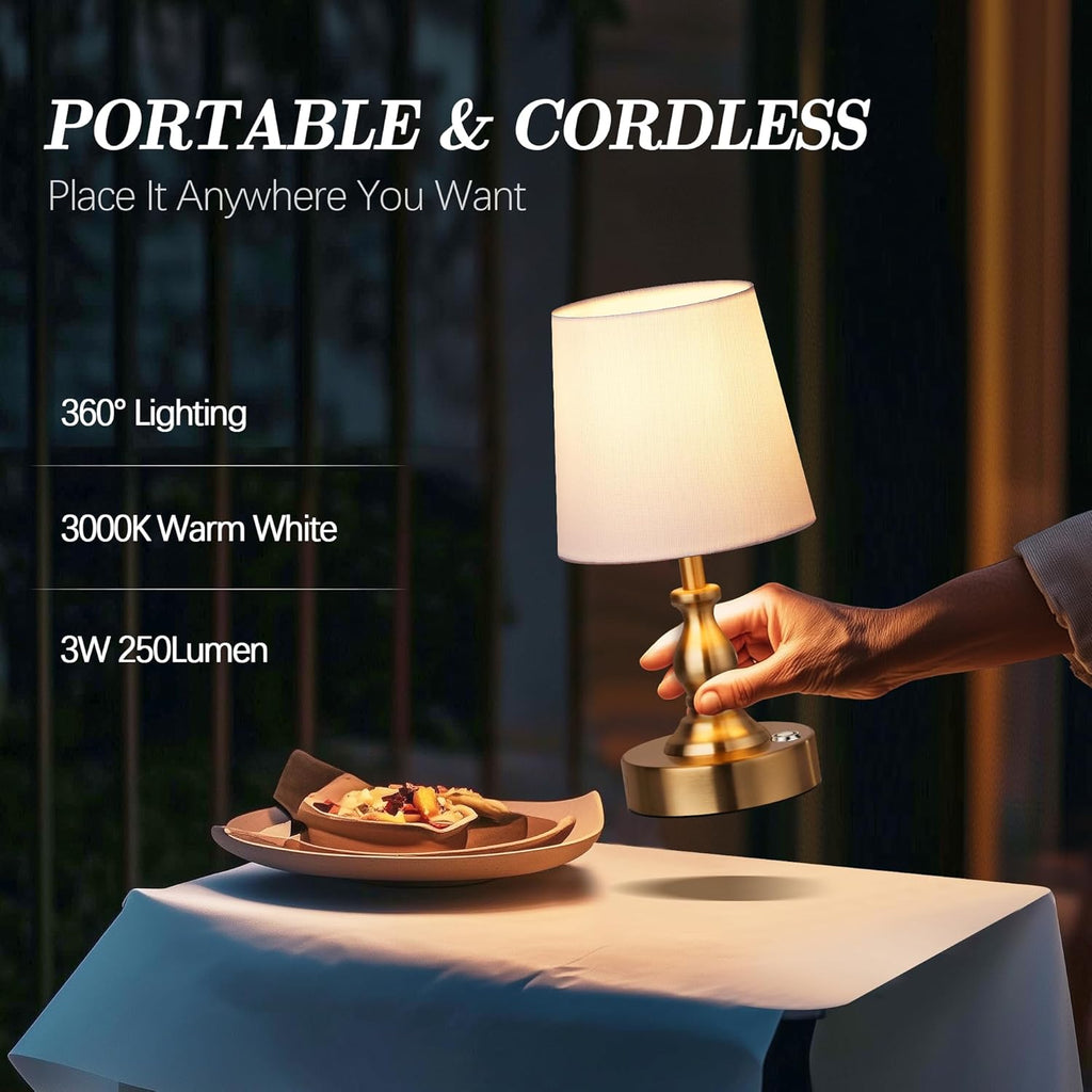 PARTPHONER Mini Cordless LED Table Lamp, 5200mAh Rechargeable Battery Operated Lamp, 3-Level Brightness, Touch Dimmable Desk Lamp…