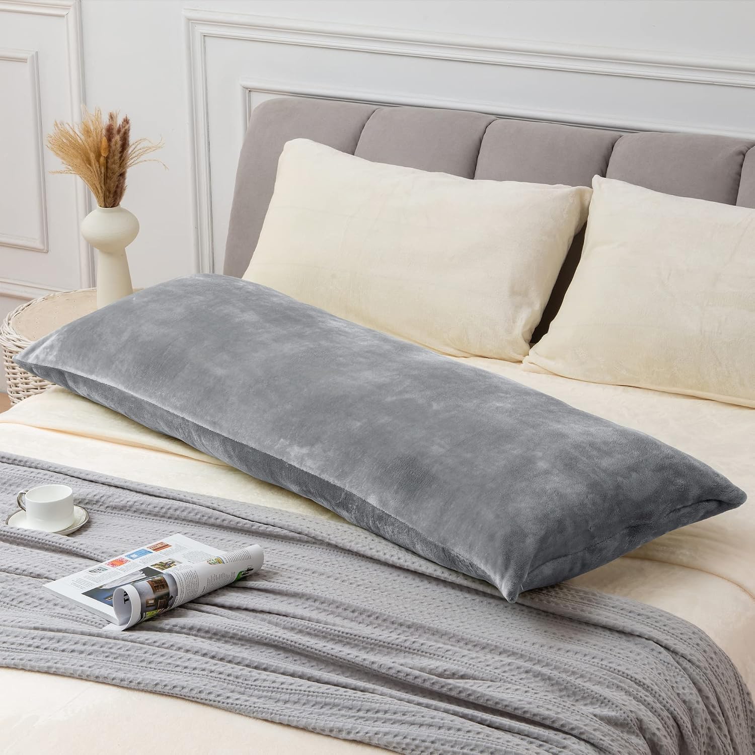 Bedelite Body Pillow Cover with Zipper Closure, Super Soft and Cozy Fuzzy Fleece Body Pillowcase 20 x 54 Inches, Luxury Fluffy Plush Long B…