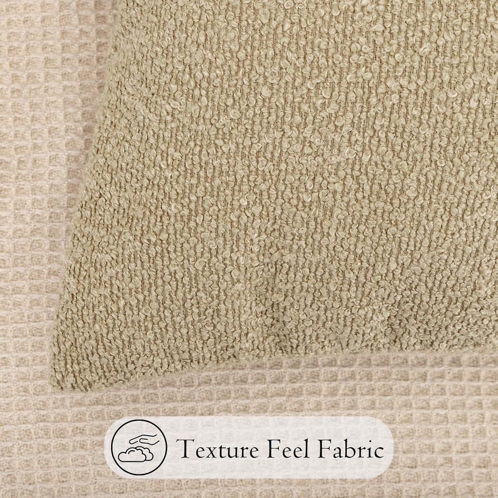 JoraLion 14x26 inch Boucle Lumbar Pillow Cover, Camel Woven Texture Neutral Long Pillow Cover Breathable Cushion Case for Couch Sofa Bed…