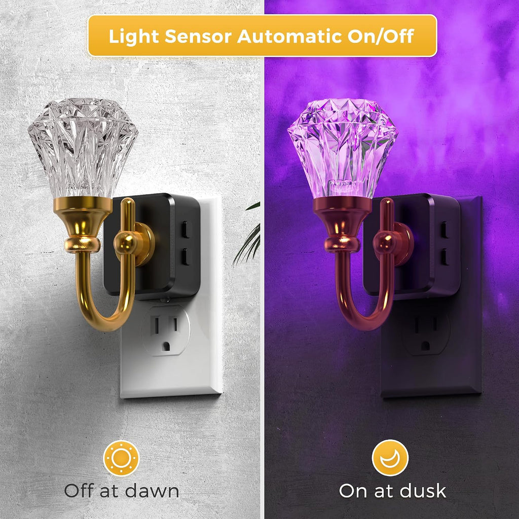 L LOHAS LED Night Lights Plug into Wall -10-Color Changing RGB Floral Night Lights with Auto Sensor, 3 Brightness Levels, Rotatable Plug…