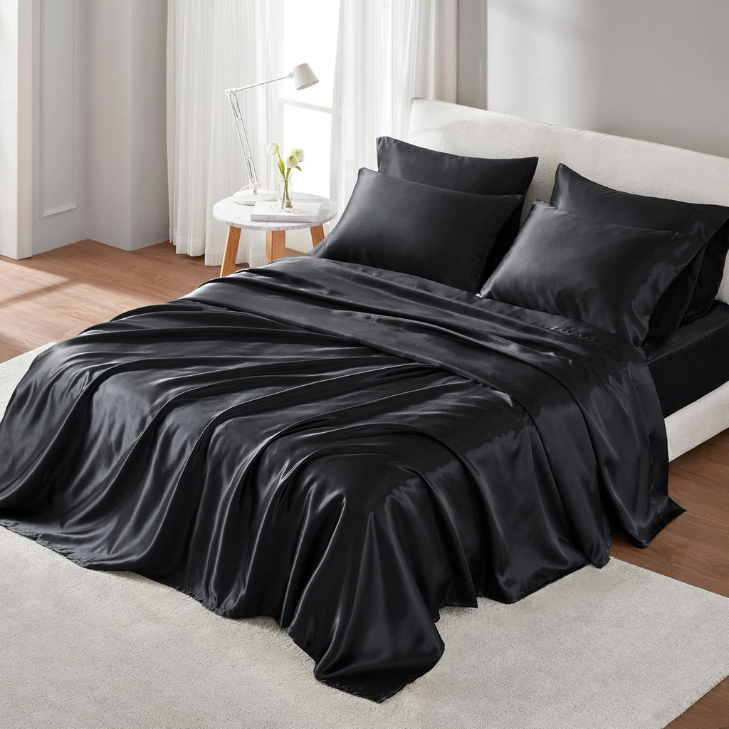 Madisonpark Madison Park Essentials Satin Sheet Set Luxury and Silky with Natural Sheen, Elastic 14" Pocket fits up to 16" Mattress, All Ar…