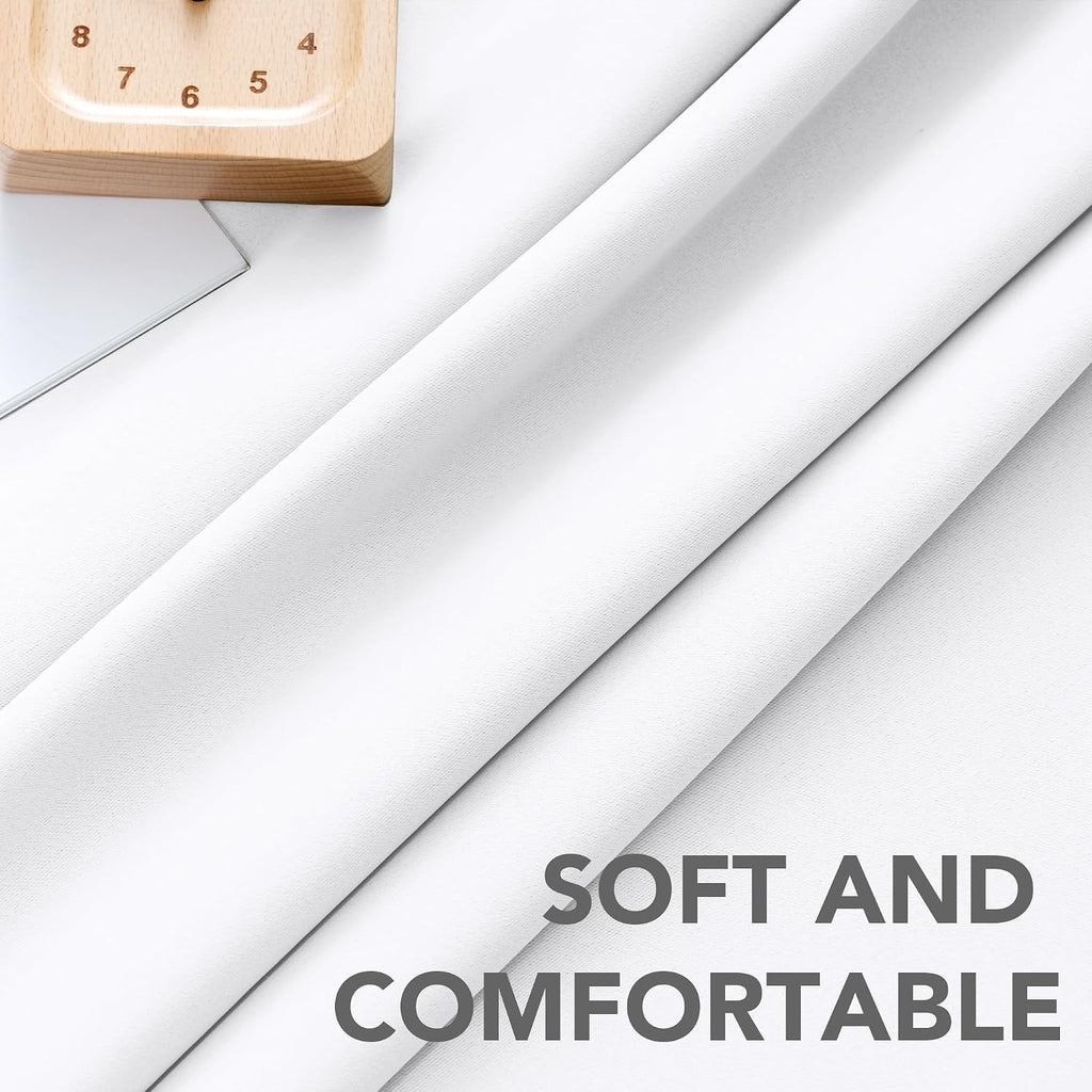 H.VERSAILTEX Back Tab White Curtains 102 Inch Long for Living Room, Rod Pocket Room Darkening Thermal Insulated Light Blocking…