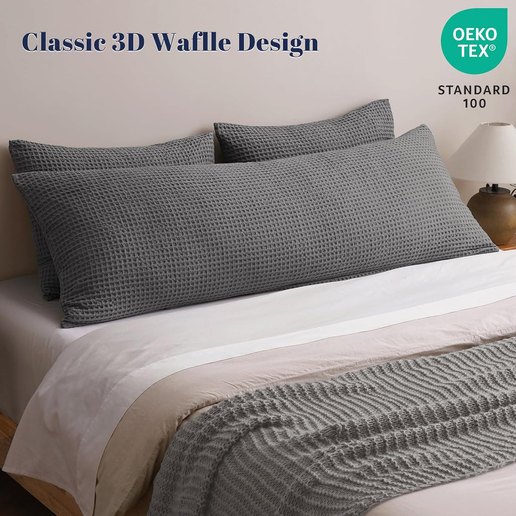 Phf Ultra Soft Waffle Weave Body Pillowcase with Zipper, No Insert, 1Pack 20" x 54" Pillow Sham, Breathable & Skin-Friendly Body Pillow cas…
