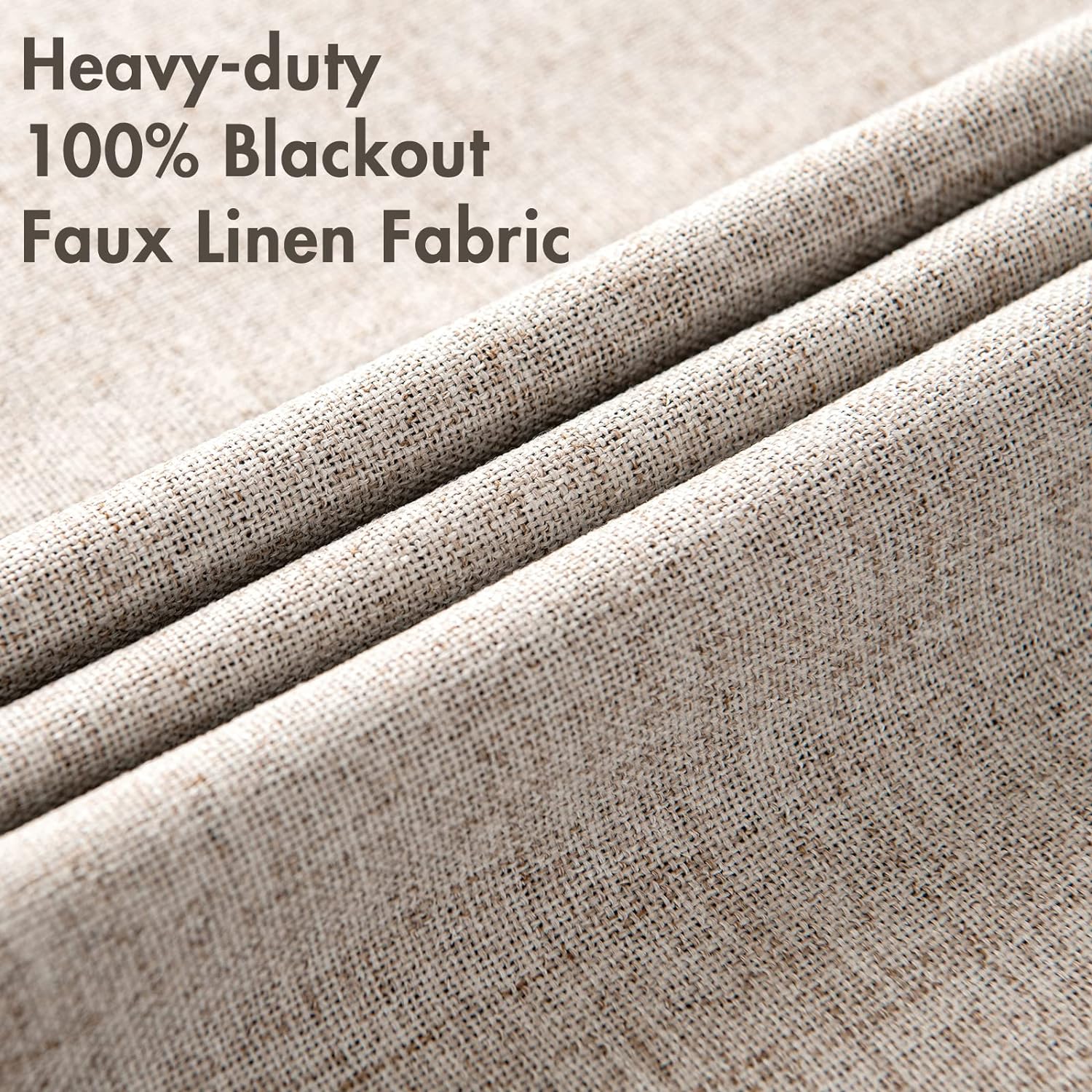 Miulee Blackout Curtains for Bedroom Linen Texture Solid Thermal Insulated Natural Khaki Grommet Room Darkening Curtains & Drapes Luxury De…