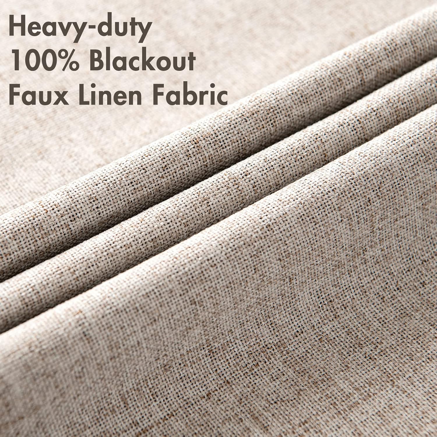 Miulee Linen Texture Curtains for Bedroom Solid 100% Blackout Thermal Insulated Khaki Curtains Grommet Room Darkening Drapes for Living Roo…