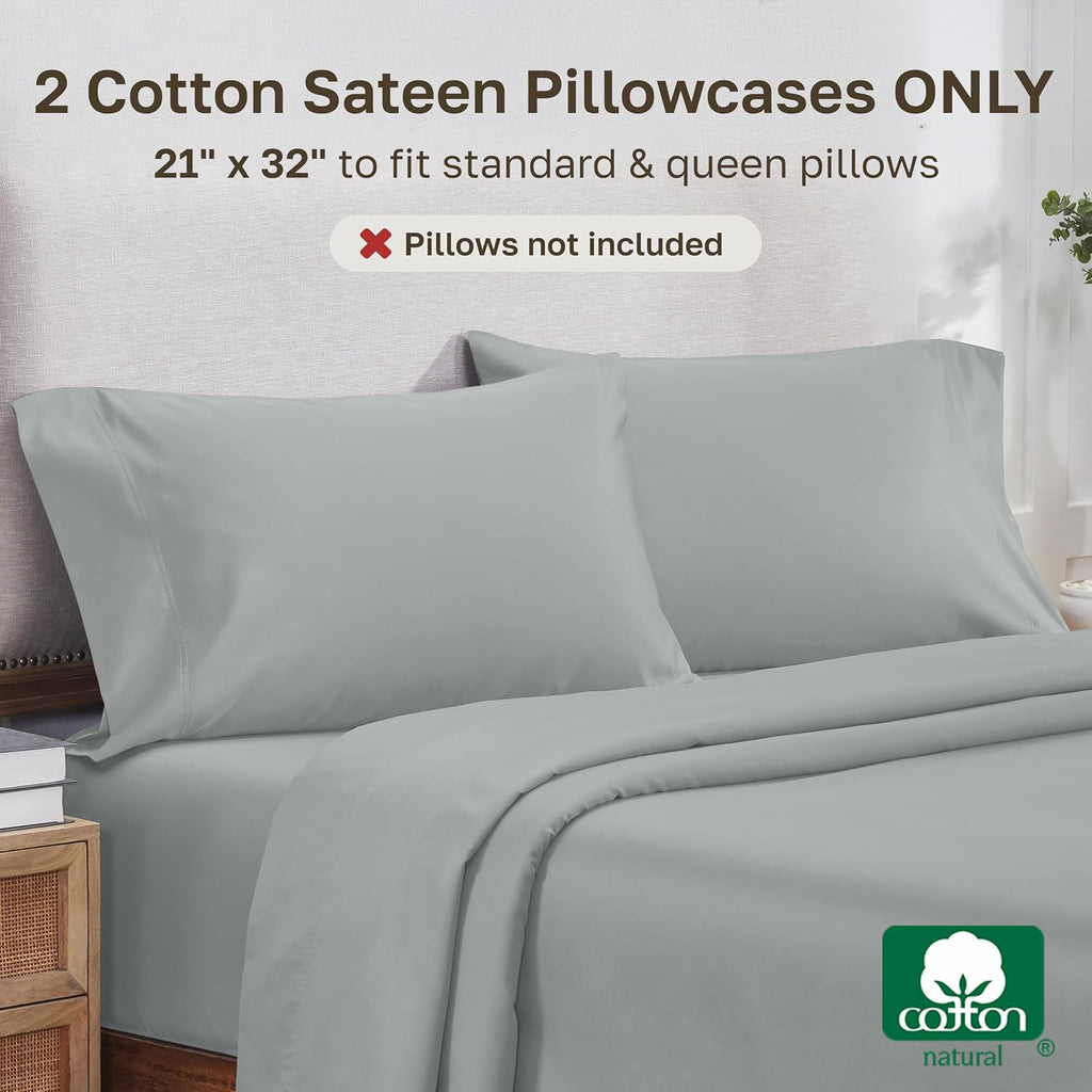 CaliforniaDesignDen Heirloom Soft, Smooth & Thick Certified 800 Thread Count 100% Cotton Sateen, 2 Pillow Cases Standard Size Fits Standard…