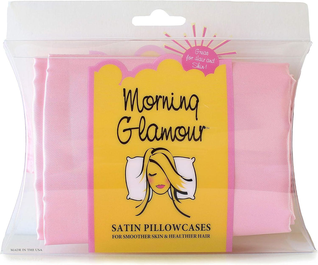 MorningGlamour Morning Glamour Satin Pillowcases for Hair & Skin, Similar to Silk, Standard/Queen Size Set of 2, Cooling Pillow Case with E…