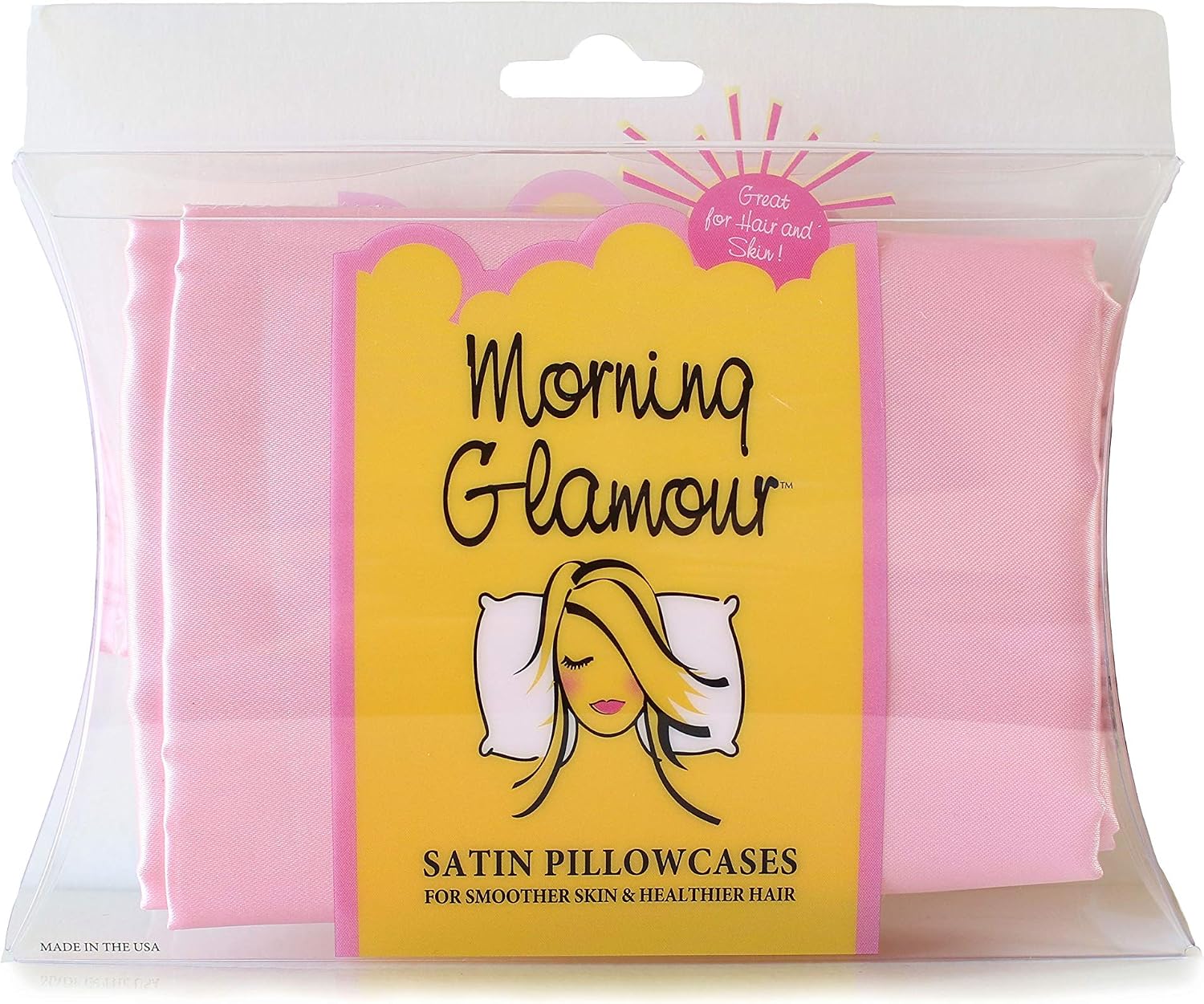 MorningGlamour Morning Glamour Satin Pillowcases for Hair & Skin, Similar to Silk, Standard/Queen Size Set of 2, Cooling Pillow Case with E…