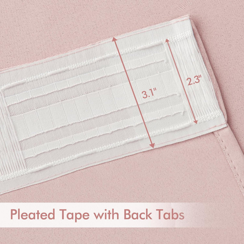 Miulee Baby Pink Back Tab Blackout Curtains 90 Inch Long 2 Panels Set for Living Room Bedroom Privacy, Rod Pocket/Pinch Pleated Thermal Ins…