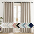 NICETOWN Oatmeal Vintage Open Linen Weave Flax Thermal Curtains, 100% Blackout Curtains 120" Long for Dining Room, Soundproof Window…