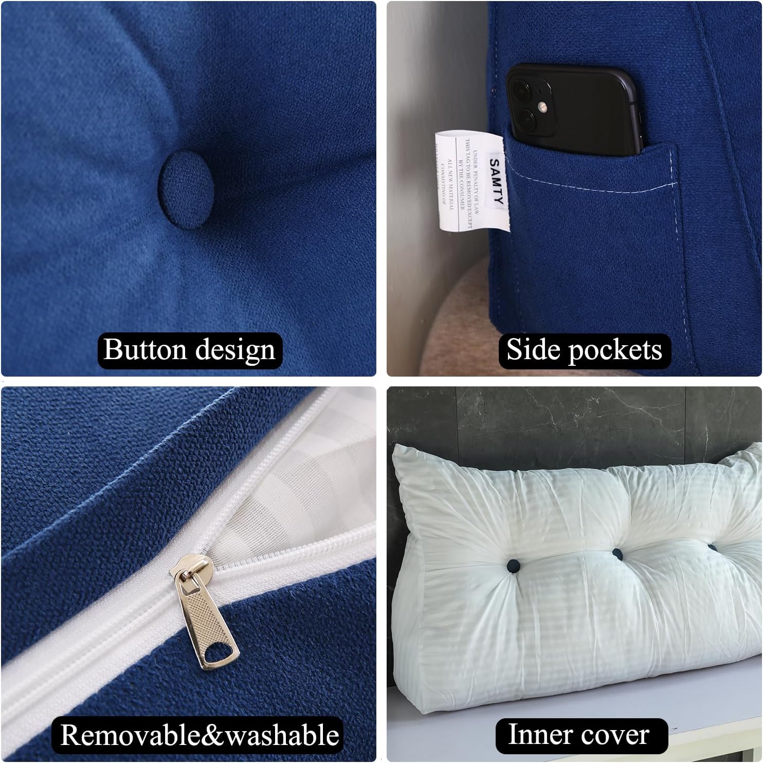 SAMTY Triangular Wedge Pillow headboard California King Size for Couch Large headboard Pillow with Removable Cover Back Rest Pillows for…