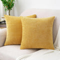 Hwy50 HWY 50 Mustard Yellow Throw Pillow Covers 20x20 Inch Pack of 2, Soft Chenille Decorative Cushion Cases for Couch Sofa Bed Living Room…