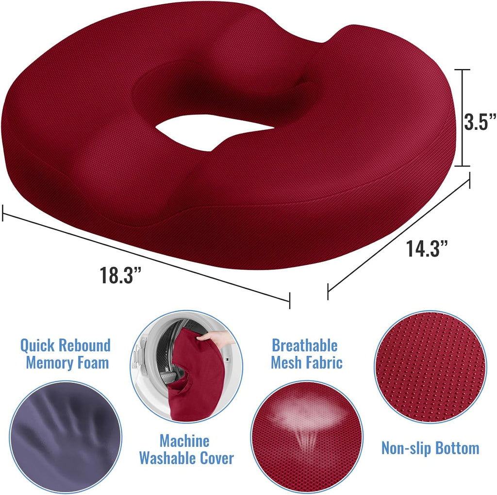 CloudBliss Donut Pillow Seat Cushion Chair Pad for Tailbone and Hemorrhoids, Memory Foam Seat Chair Cushion for Men and Women for Home & Of…