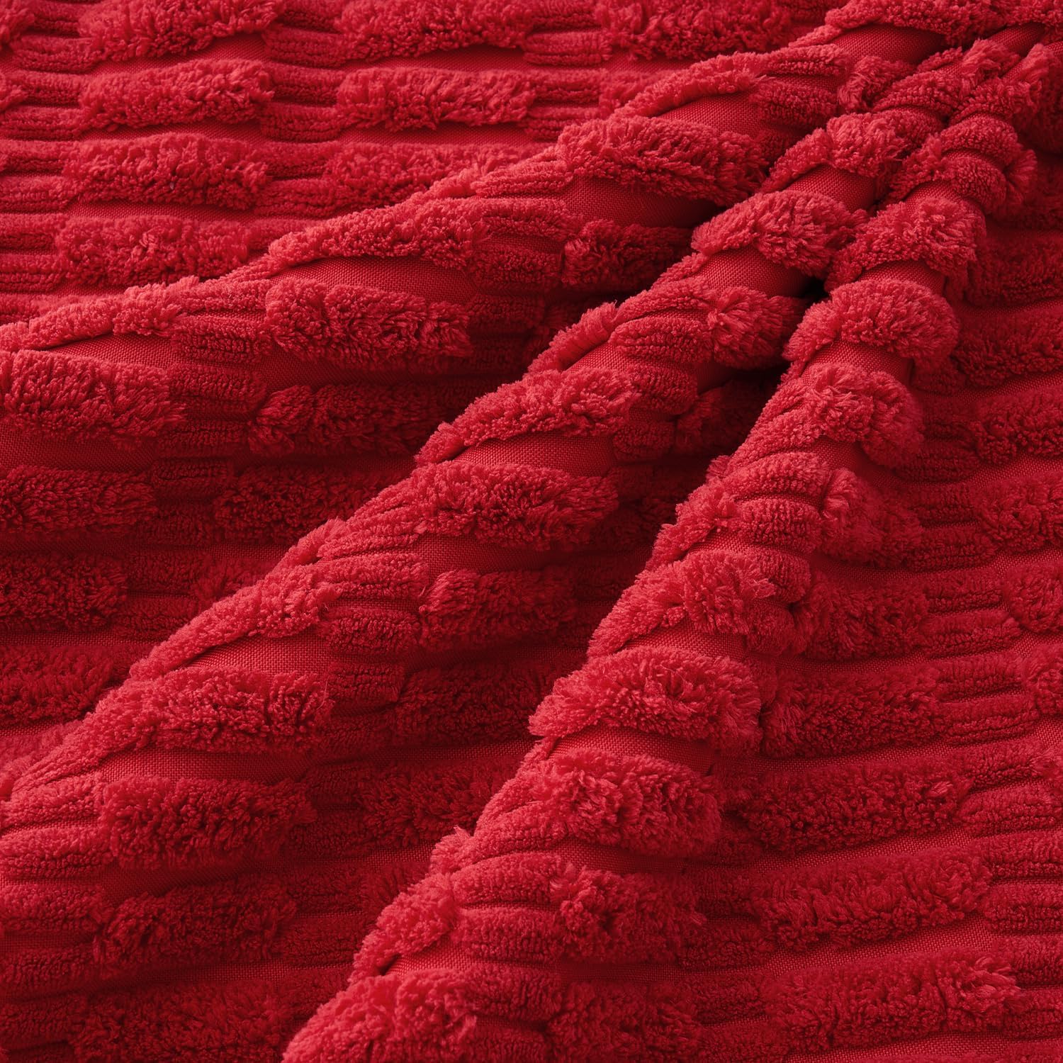 Miulee Pack of 4 Christmas Red Corduroy Decorative Throw Pillow Covers 18x18 Inch Soft Boho Striped Pillow Covers Modern Farmhouse Home Dec…
