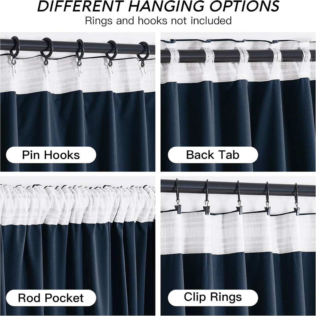 Rybhome RYB HOME Navy Blue Velvet Curtains for Bedroom Living Room, Thermal Insulated Privacy UV Heat Blocking Luxurious Drapes for Nursery…