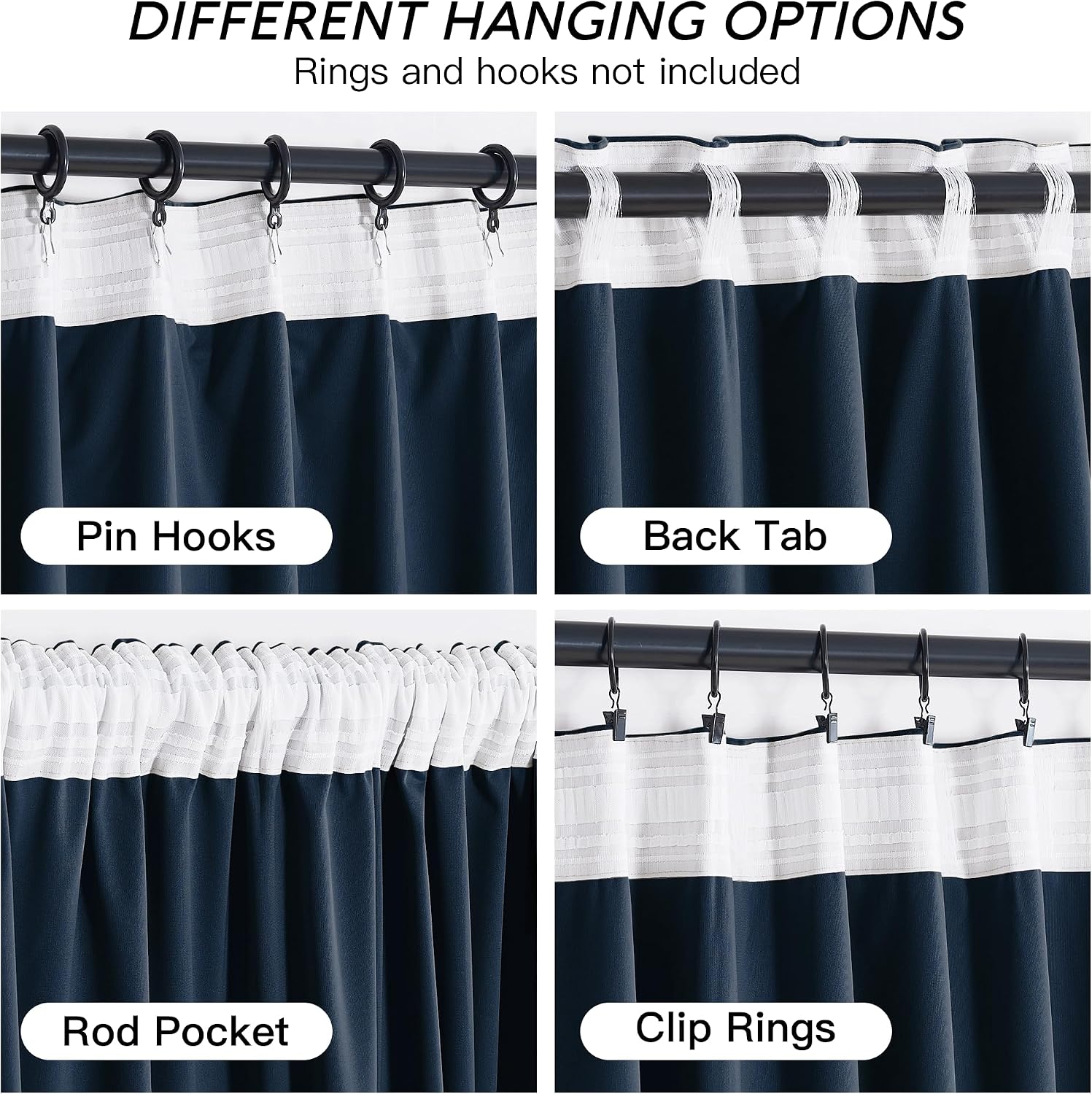 Rybhome RYB HOME Navy Blue Velvet Curtains for Bedroom Living Room, Thermal Insulated Privacy UV Heat Blocking Luxurious Drapes for Nursery…