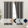 NICETOWN Grizzle Gray Vintage Linen 100% Blackout Curtains for Dining Room, Thermal Insulated Curtains 45" Long, Noise Reducing Window…