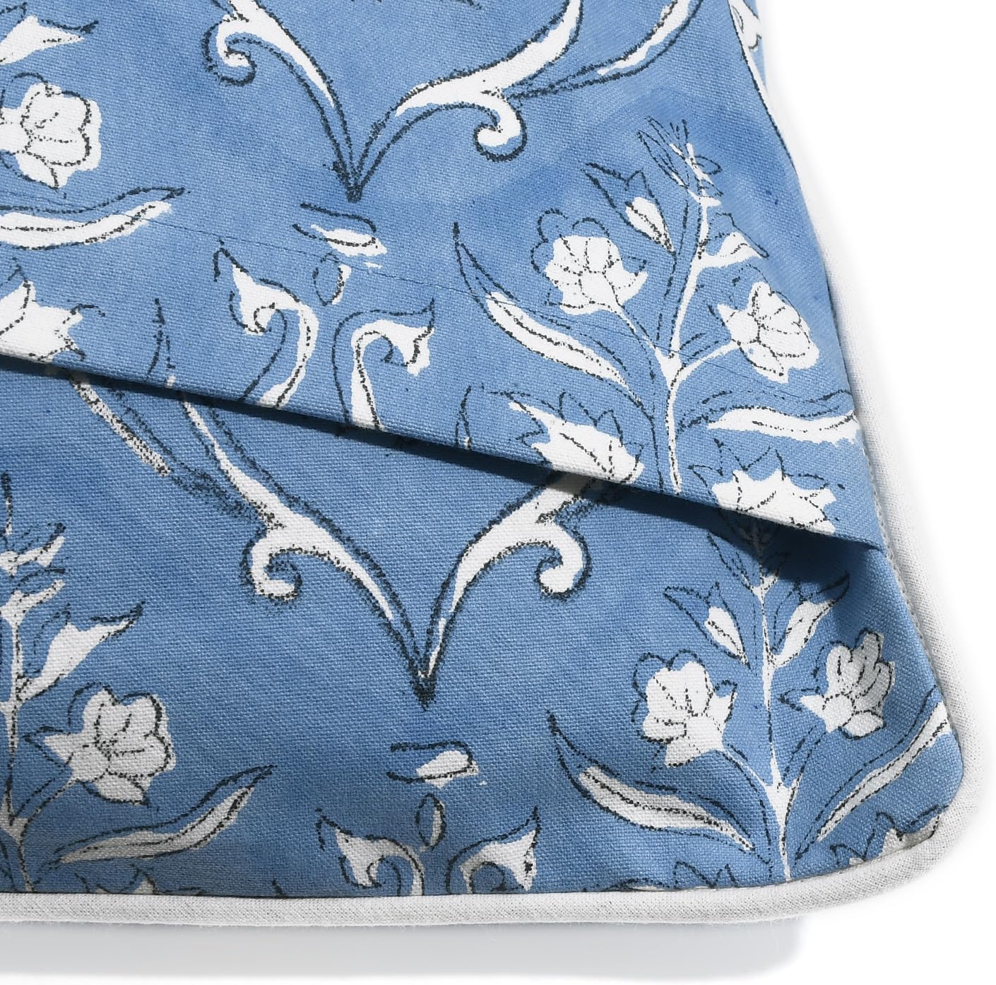 Ridhi Block Print Cornflower Blue Pillow Cover 24" x 24" (Pack of 2) Decorative Couch Pillows for Living Room, Chic Boho Cute Outdoor Pillo…