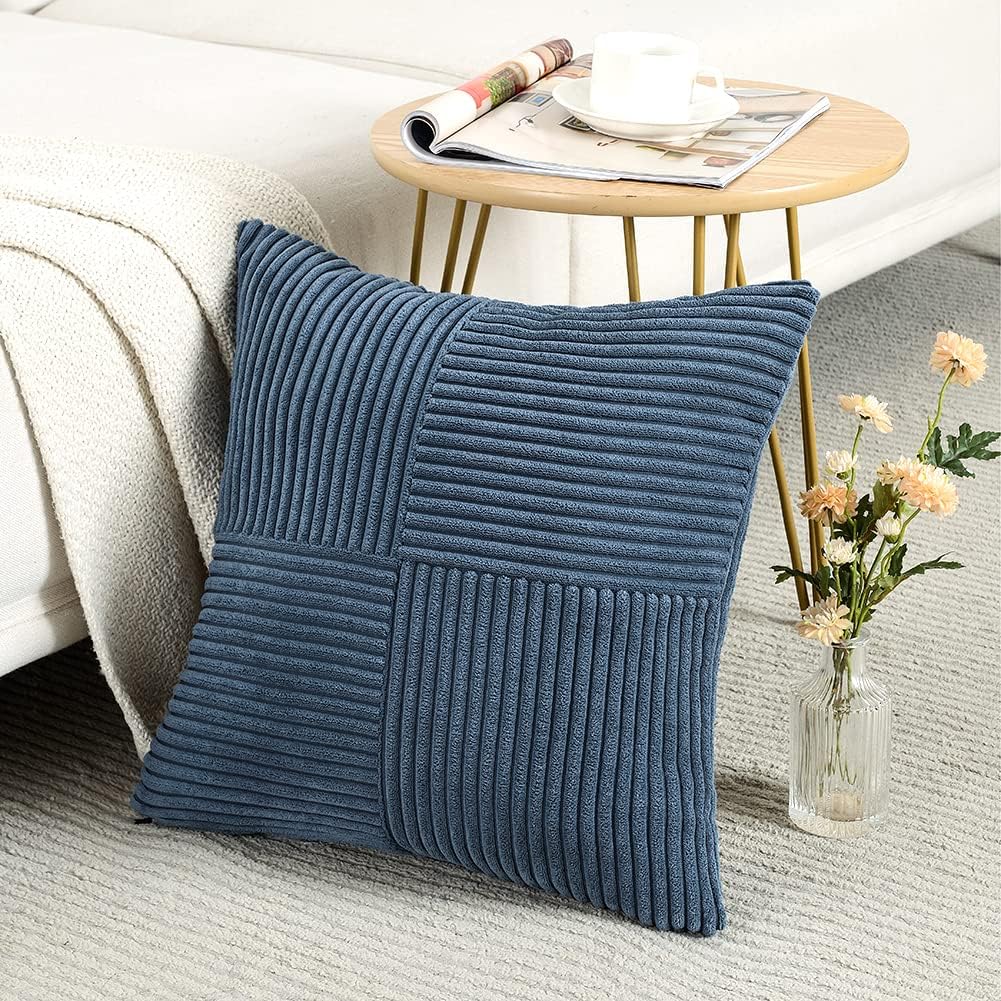 Fancy Homi Dusty Blue Decorative Throw Pillow Covers 16x16 Inch for Living Room Couch Bed Sofa, Farmhouse Boho Home Decor, Soft Corss…