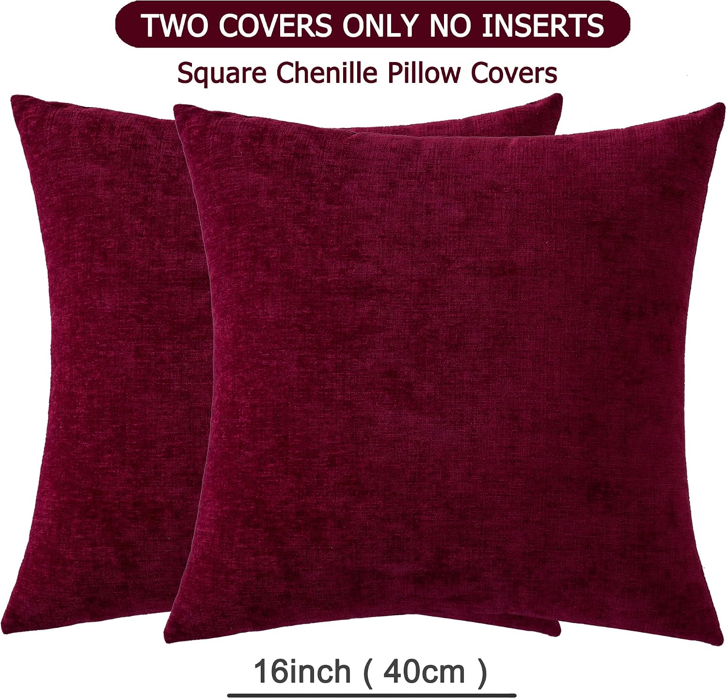 Gawamay Decorative Throw Pillow Covers 16x16 Inch Set of 2, Super Soft Chenille Square Pillows Farmhouse Fall Pillowcase for Living Room Be…