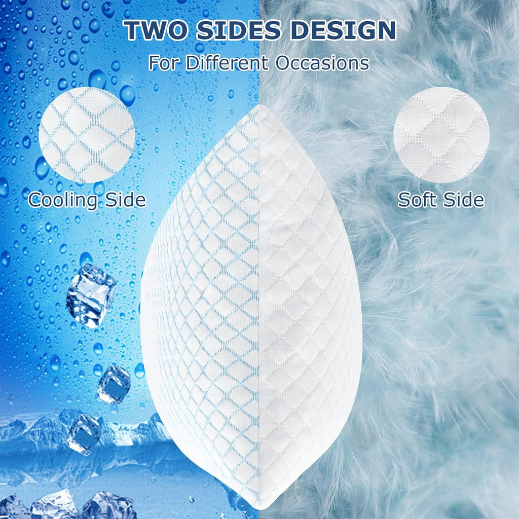 Mislili Cooling Pillows Standard Size Set of 2, Adjustable Firm Memory Foam Standard Pillow, Standard Size Pillows for Stomach Back Side Sl…