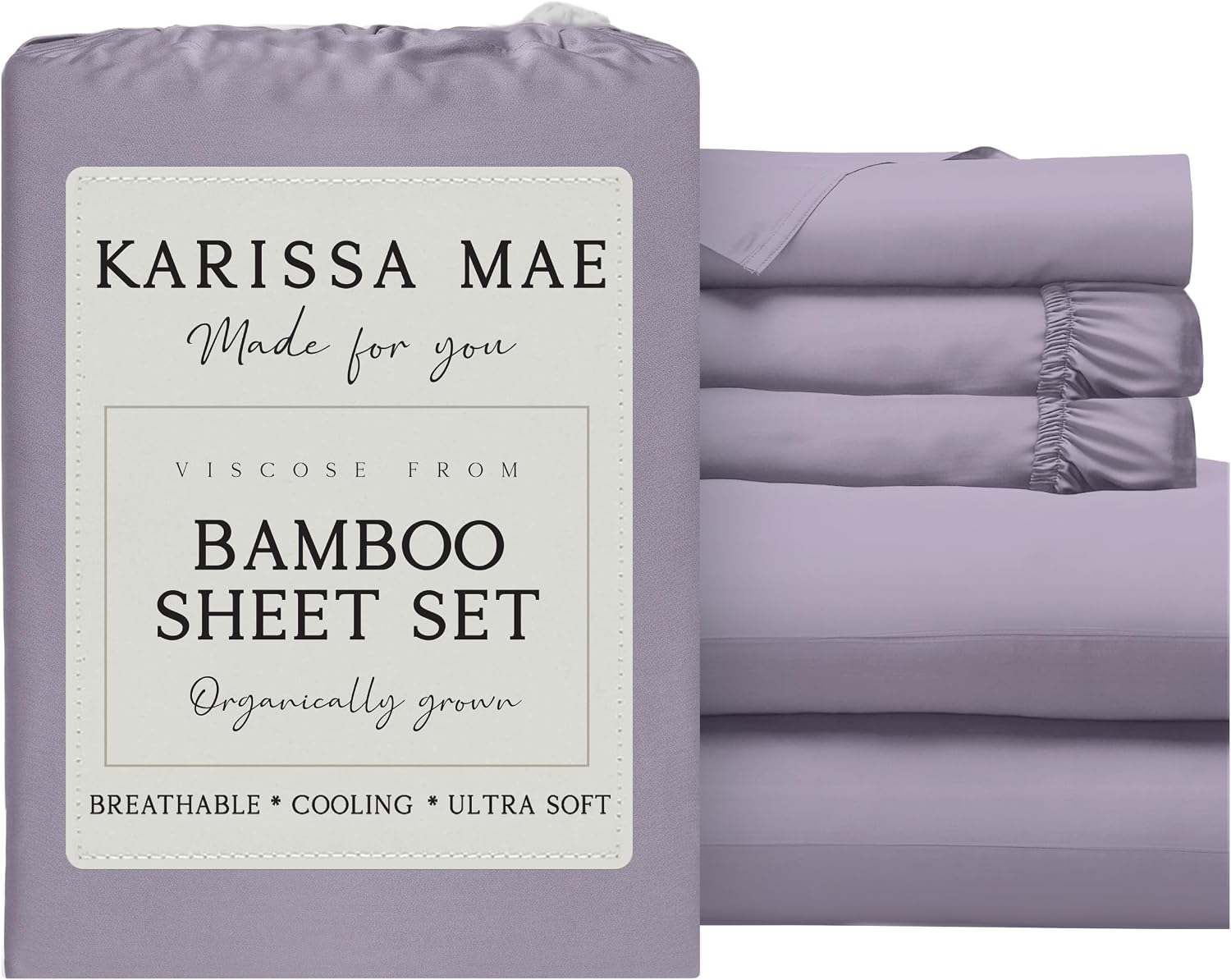 KARISSA MAE Pure Viscose from Bamboo Split King Size Sheet Set | 100% FSC Certified | Luxuriously Soft | Cooling | 18" Deep Pocket…