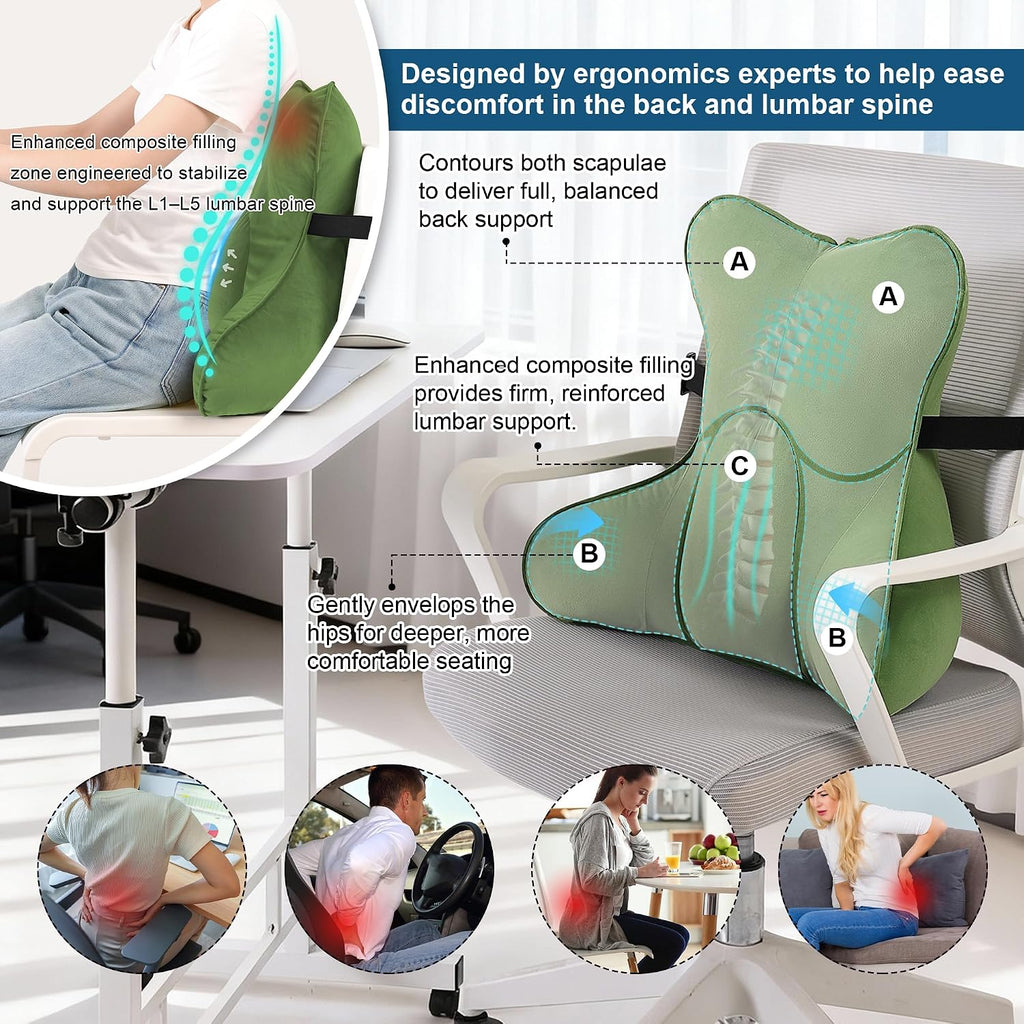 Ailuteie Lumbar Support Pillow(Pat. Pend) for Lower Back – Multi-Functional Ergonomic Lumbar Cushion, Reading Pillow for Office Chair, Car…