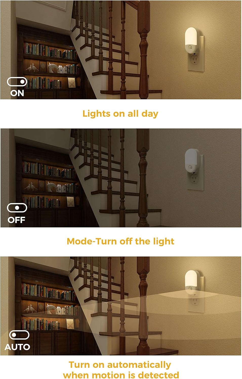 L LOHAS LED Motion Sensor Night Light, Motion Activated Night Light, 4Pack, 3000K Warm White, Night Lights Plug into Wall Motion Sensor…