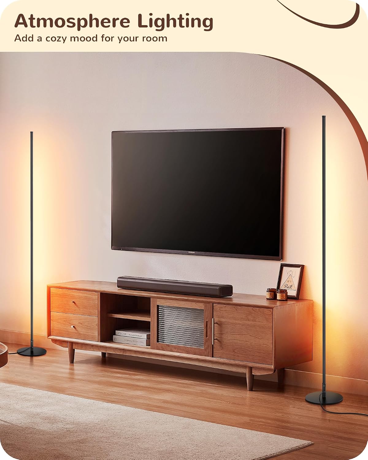 EDISHINE Floor Lamps for Living Room, Remote Control & Foot Switch Corner Floor Lamp, 10%-100% Dimmable Standing Lamp with 7 Color…