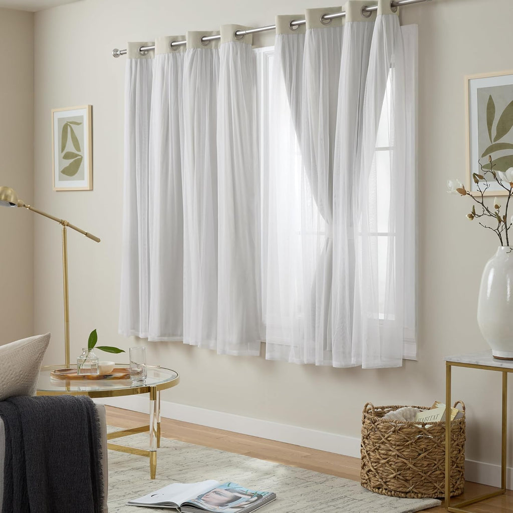 TOWN & COUNTRY LUXE Talia Double Layer Indoor Curtains, Sheer and Room Darkening Blackout, Grommet Top, Energy Efficient, 2-Pack Set…