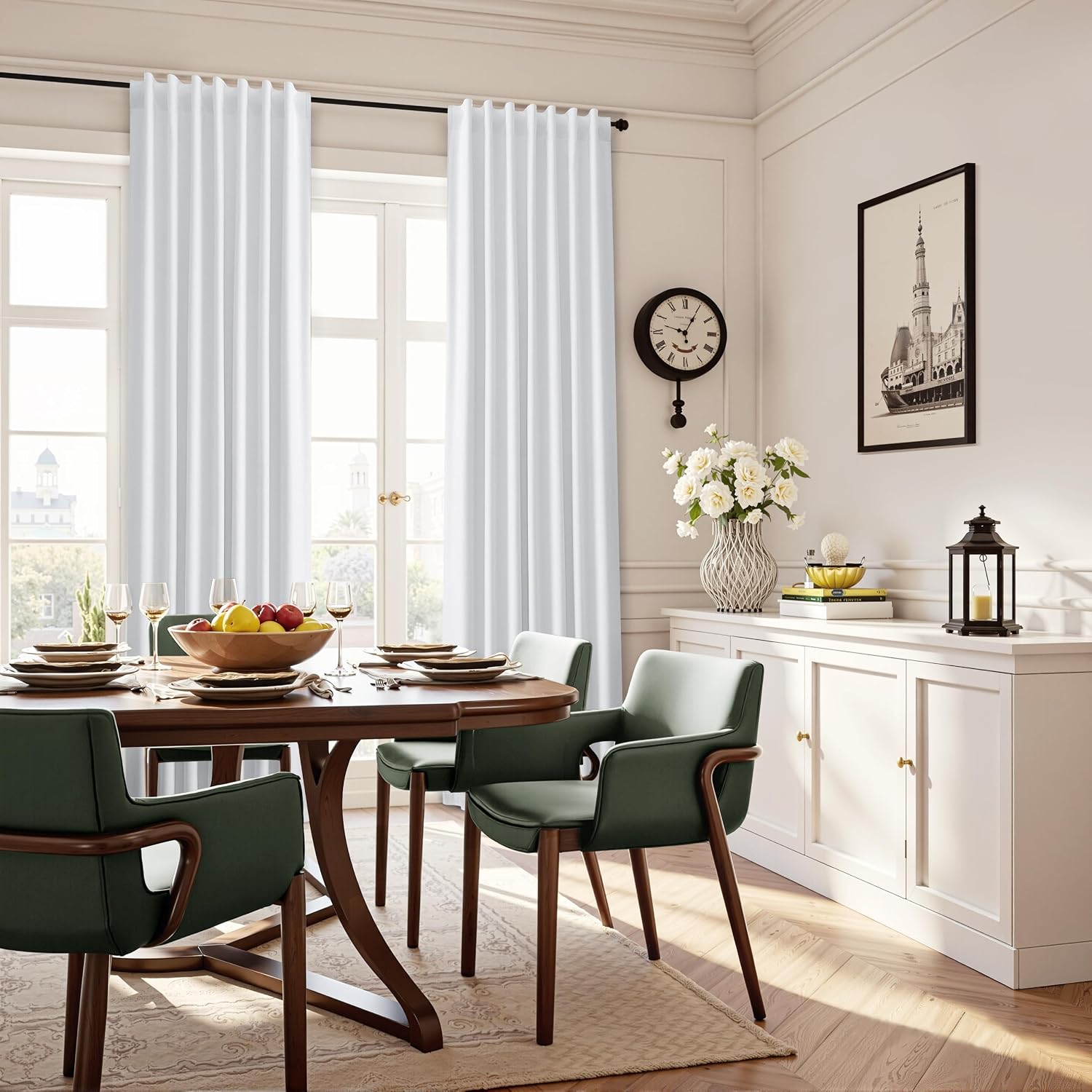 Guken White Linen 100% Blackout Curtains 90 Inch Length 2 Panels Set Modern Textured Back Tab Black Out Thermal Insulated Room Divider Soun…