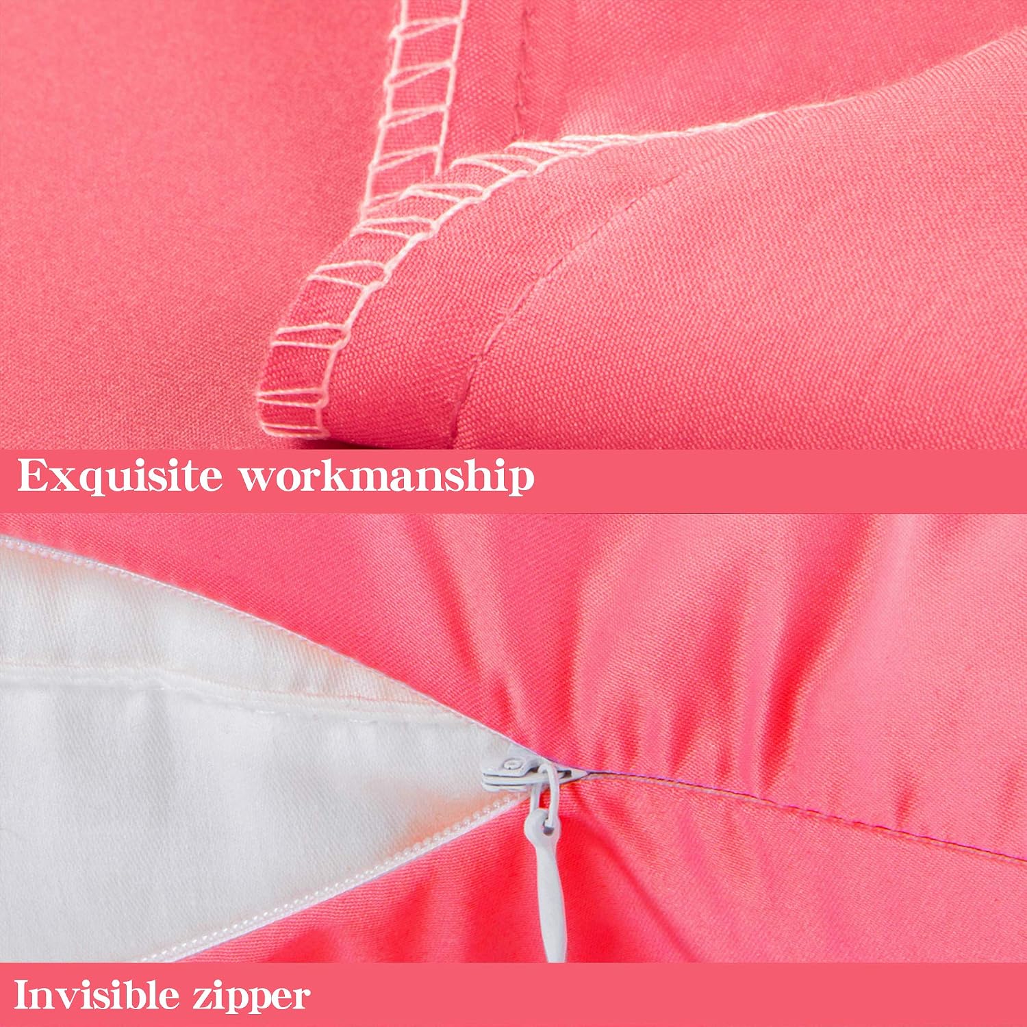 Ntbay Zippered Satin Pillow Cases for Hair and Skin, Luxury Standard Hidden Zipper Pillowcases Set of 2, 20x26 Inches, Coral Pink 26 Inches…
