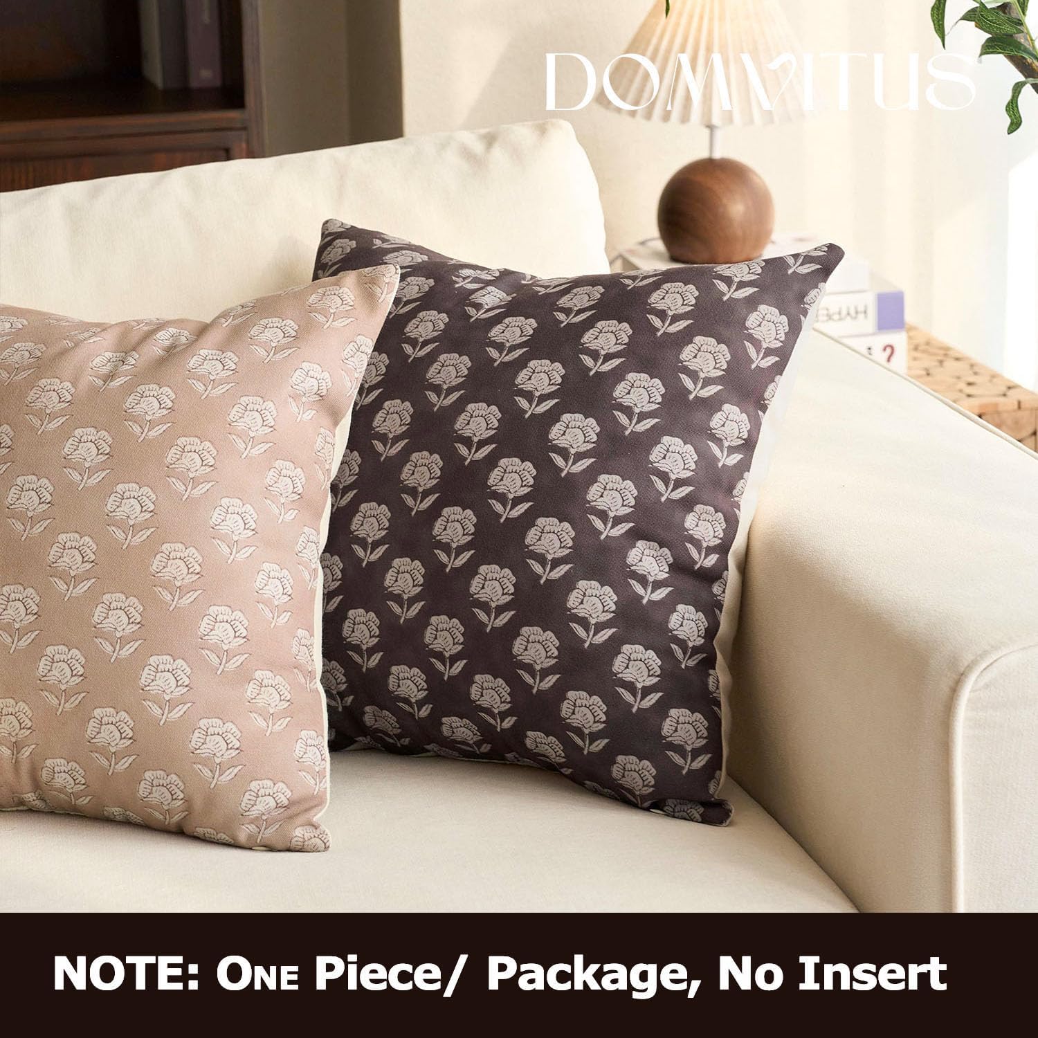 Domvitus Floral Pillow Covers 24x24 Throw Pillow Covers Decorative Farmhouse Block Floral Print Vintage Pillow Cover for Living Room Couch…