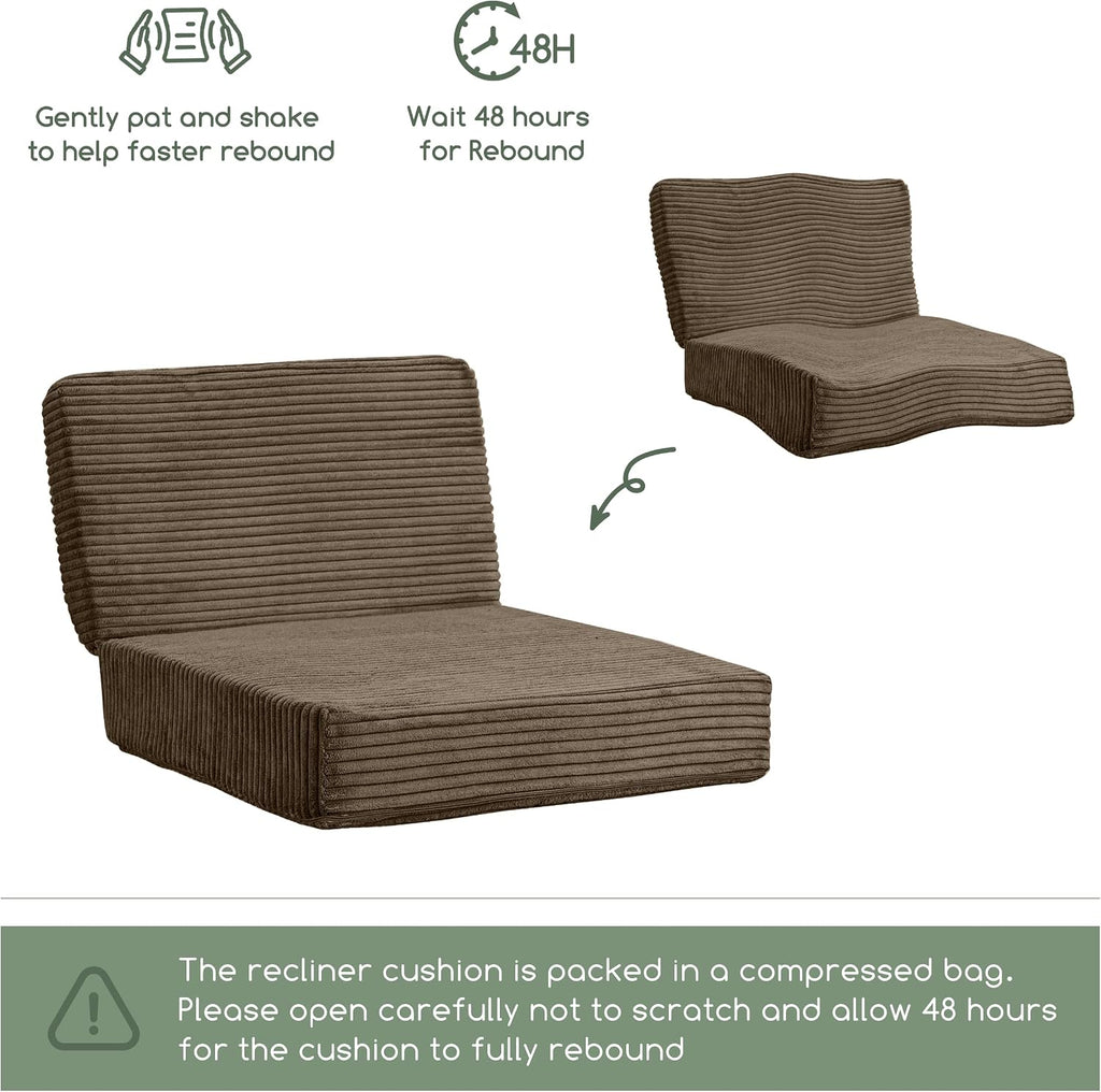 HIGOGOGO Corduroy Recliner Chair Cushion with Lumbar Support Pillow Soft Non-Slip 4" Thick Seat Pad Prevent Buttocks Pain in Seniors…